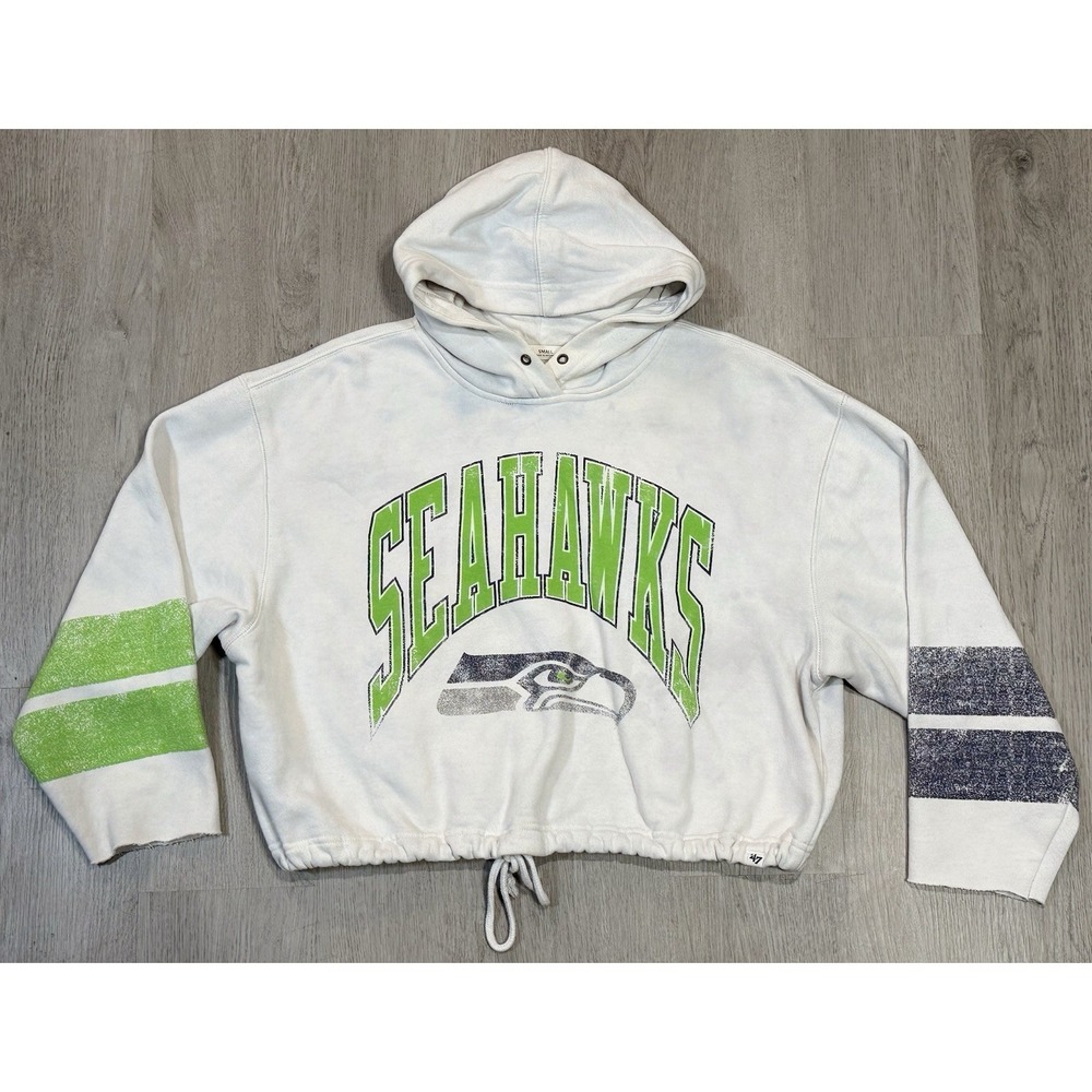 Vintage Seattle Seahawks Cropped Logo Sweatshirt Women Size S Hooded Pullover